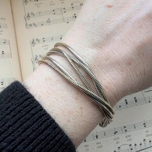 Vintage Silvertone Bracelet Multi Strand